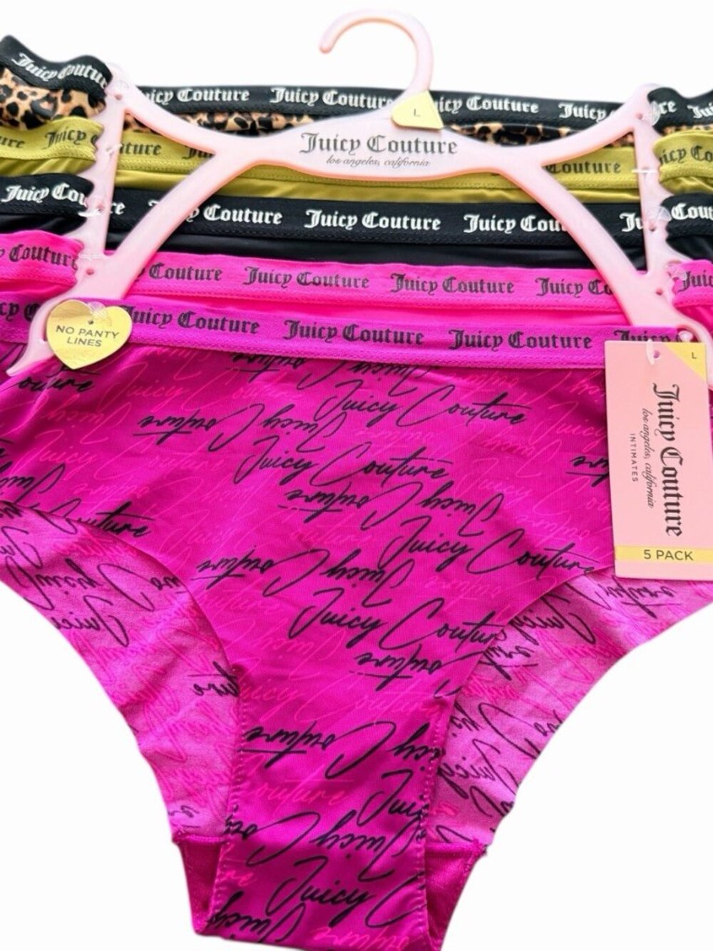 Juicy Couture Panties Briefs 5 Pack Multicolor Women’s Size Large No Panty Lines